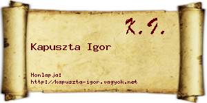 Kapuszta Igor névjegykártya